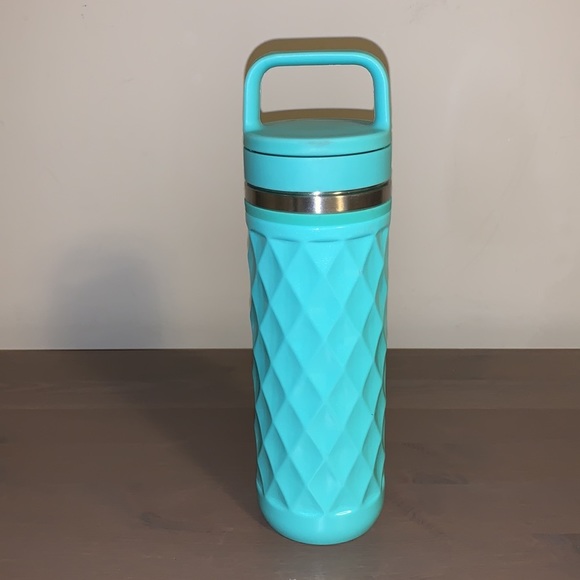 David’s Tea Robin’s Egg Blue Geometric Tumbler with Strainer - Picture 4 of 9